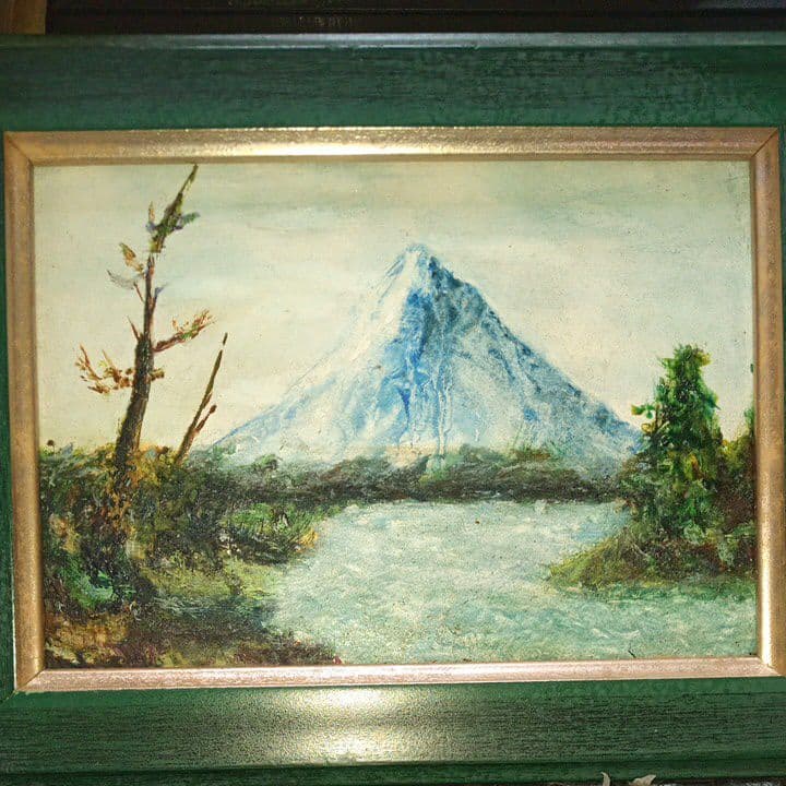 雪解け　氷まじりの川　石器時代の風景　氷河期　真作　肉筆　癒やし　おちつく一時