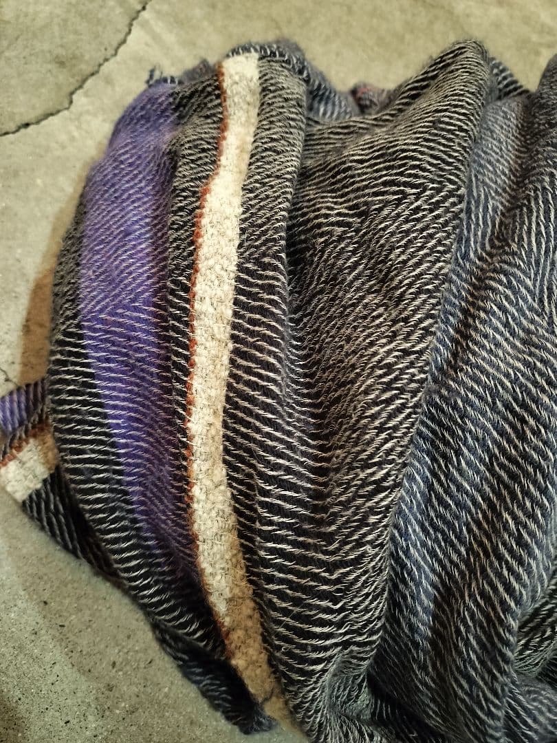 試着のみ＊タマキニイメ＊ウール＆コットン紺紫グレー系サルエルロング