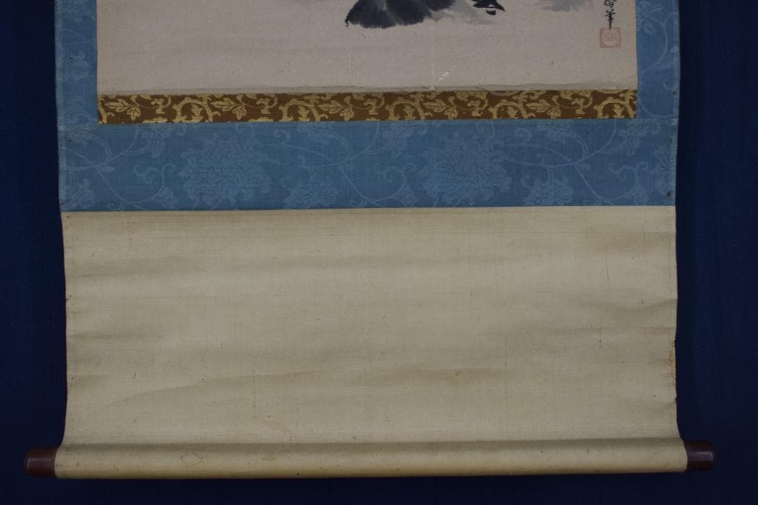 【真作】狩野尚信/自適斎/山水湖畔之図/横物/掛軸☆宝船☆Z-433