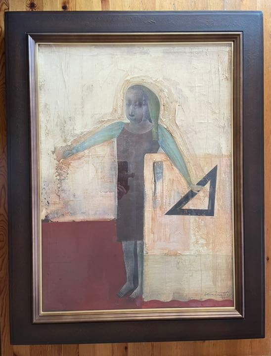 油彩画 : 開 光市 「繕う」キャンバス 20号P型 額装