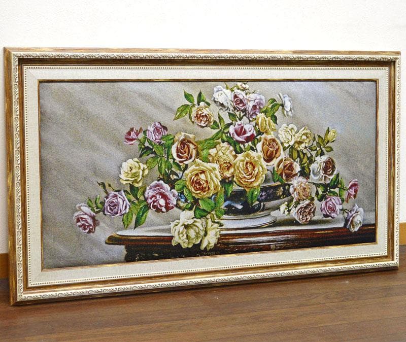 絵画 バラのゴブラン額絵 ゴブラン織り キャンバス 額絵 風景画 名画 アート