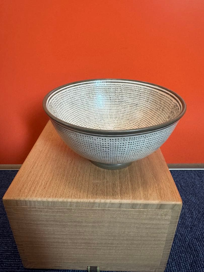 1874 高麗焼　黄章洙作　花三鳥暦手文　茶碗　時代物