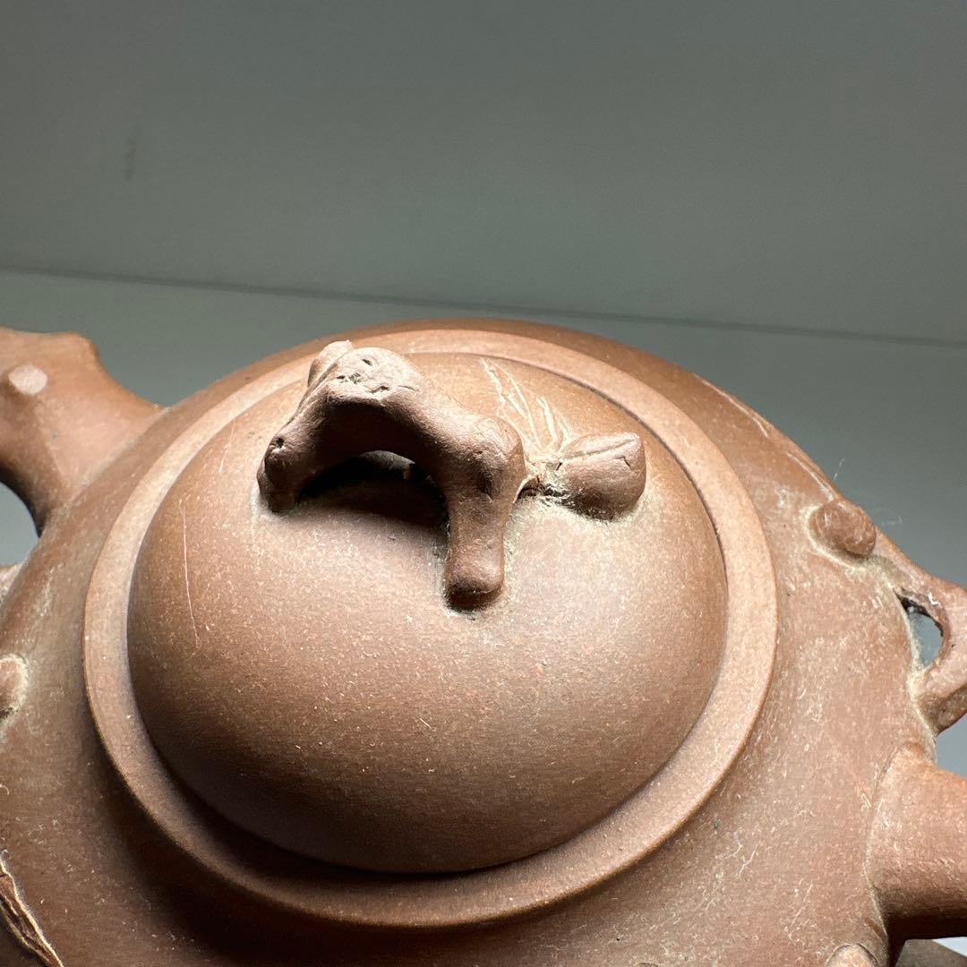 周揚大銘　朱泥急須　幅約20㎝　東Y7-0430☆2Fタエチ