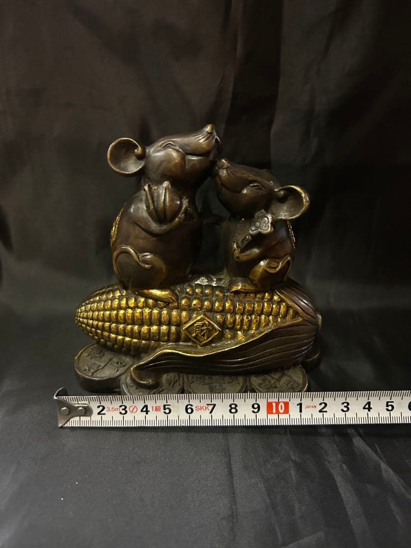 ブロンズ製　ネズミの彫刻 豊穣の象徴　財運　富　繁栄