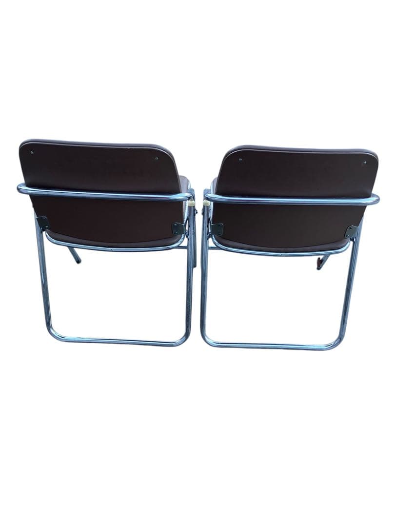 オカムラ パイプ椅子 2脚セット 昭和レトロ 折りたたみ ビンテージ イス