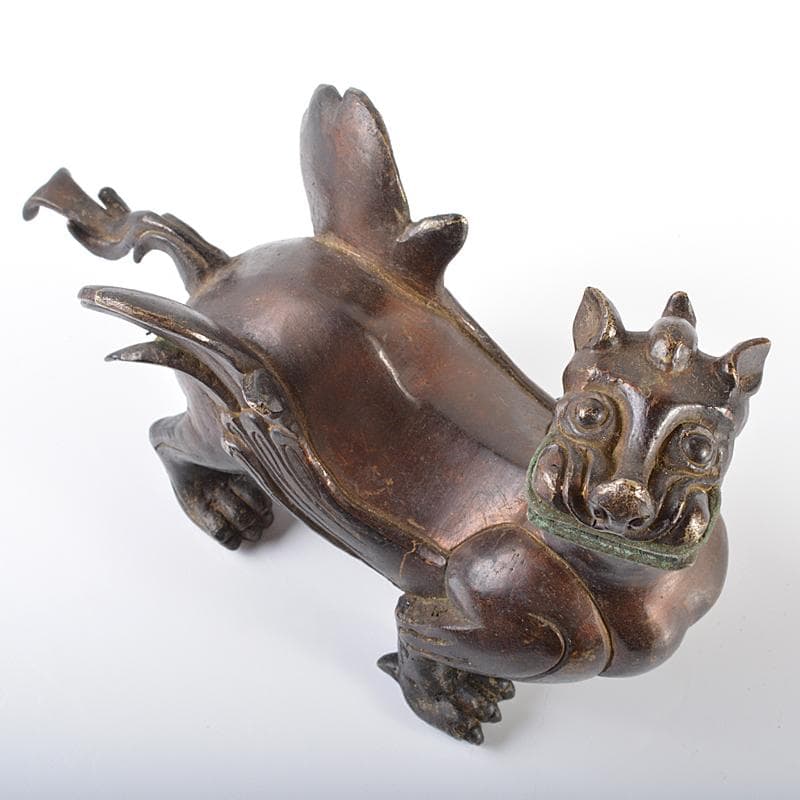 中国　古銅宣徳銅　神獣　置物　M　R6188