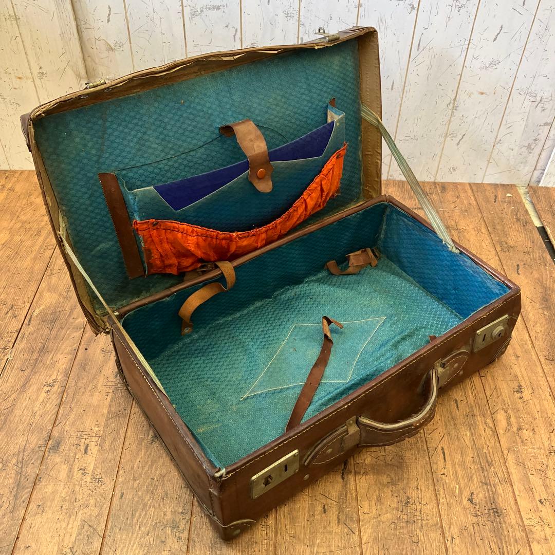 昭和レトロ アンティーク ヴィンテージ レザートランクケース スーツケース古道具