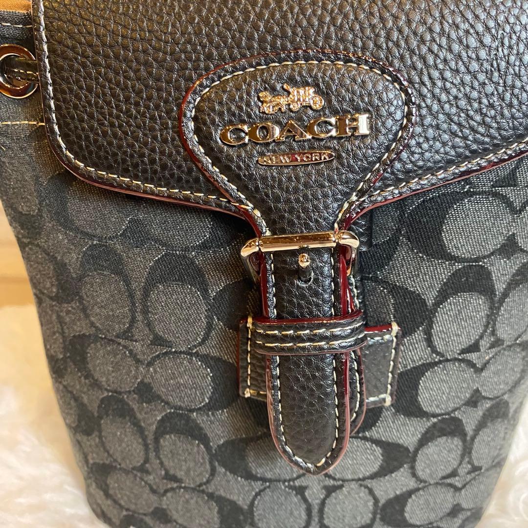 【新品・未使用】 COACH シグネチャー バケットバッグ 黒　ブラック