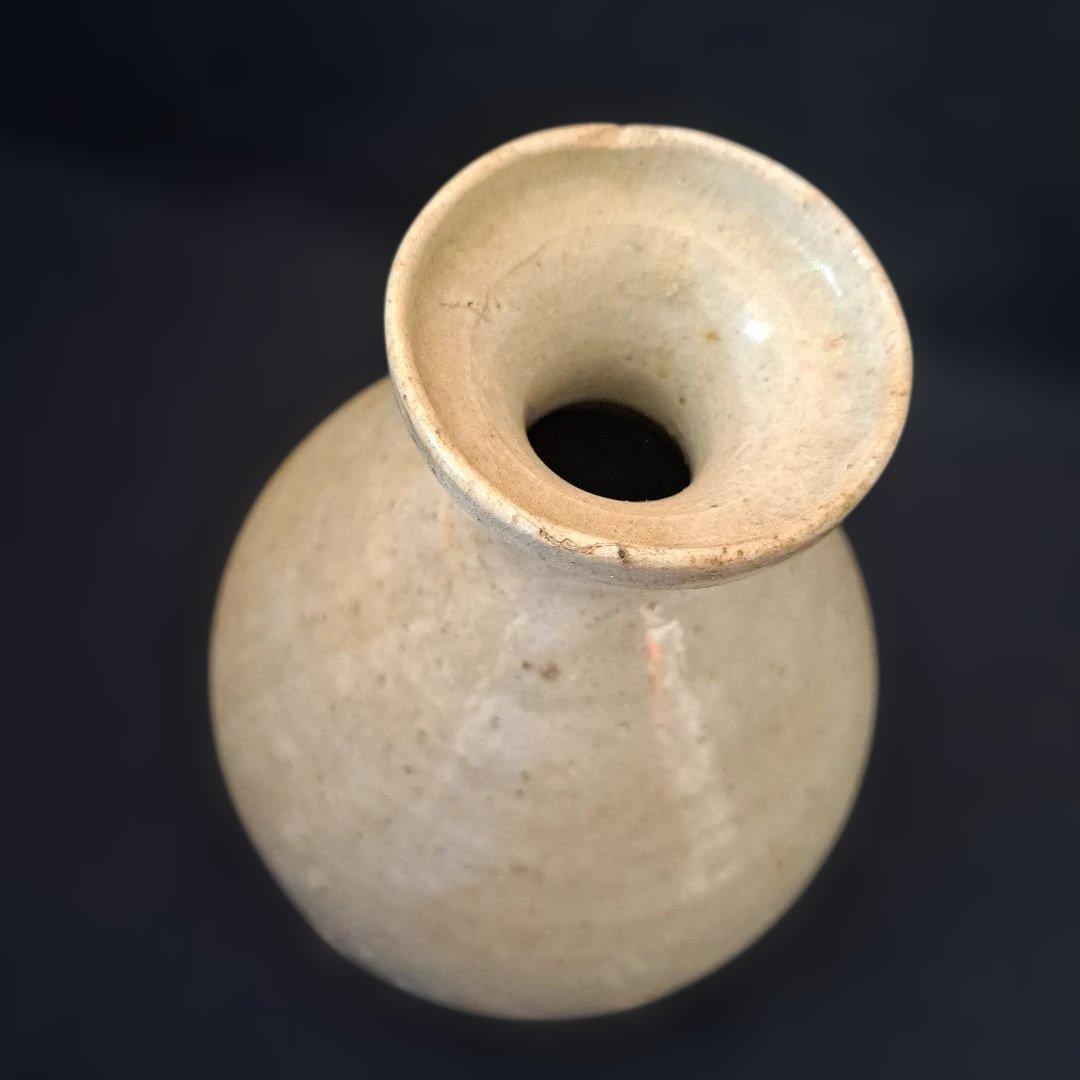 「特別出品！ これぞ骨董！」 李朝 白磁徳利 (幅13cm 高さ20cm) 骨董