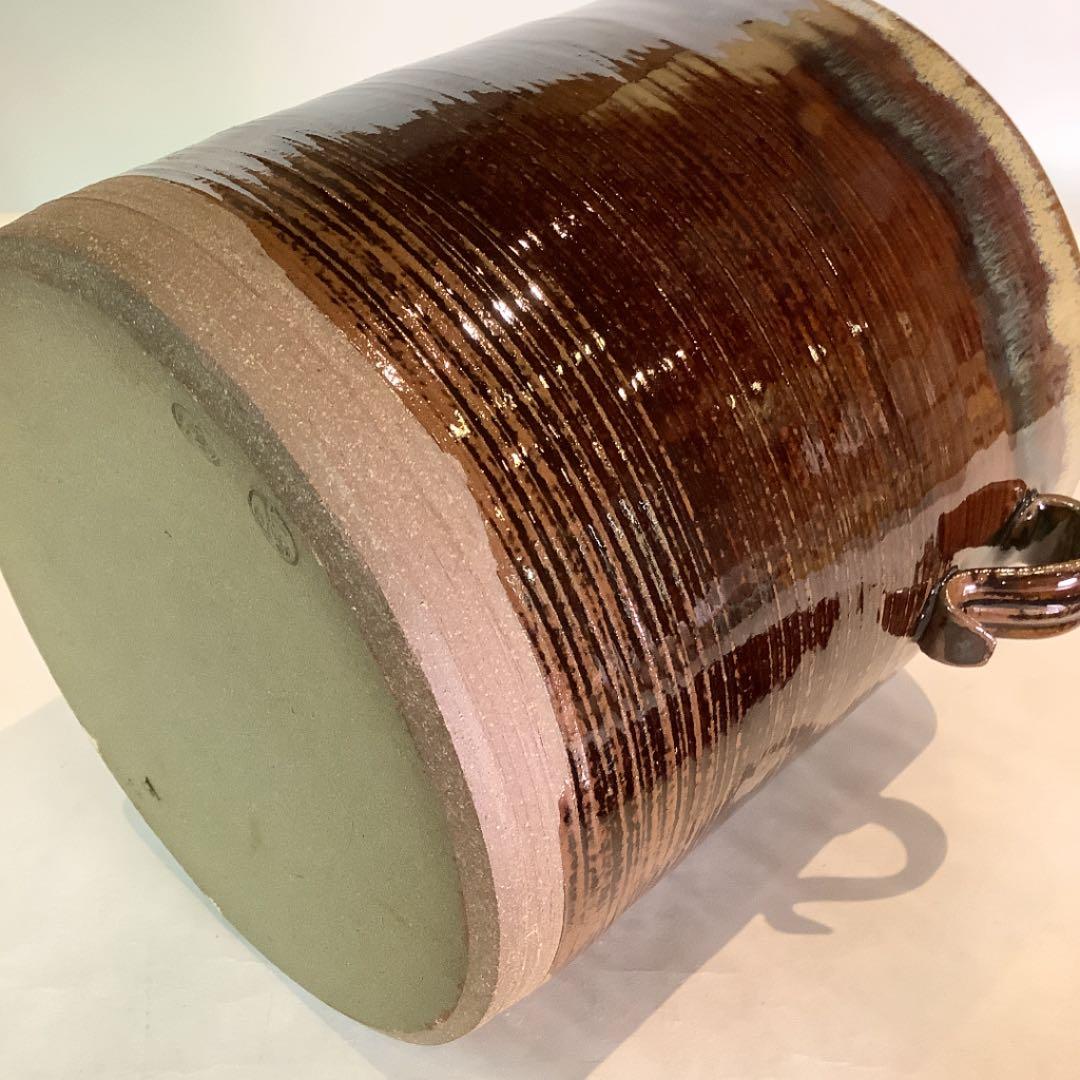 【茶道具】鬼丸雪山作　高取焼　耳付水指　塗蓋