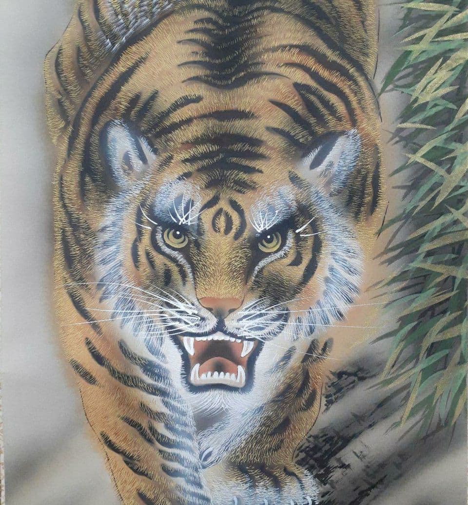 掛け軸/猛虎/清末玉峰？