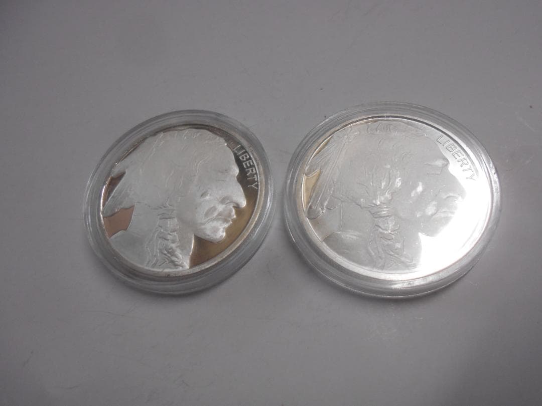 2個　シルバー　　インディアン　31.2g 　銀貨　未使用 　g088
