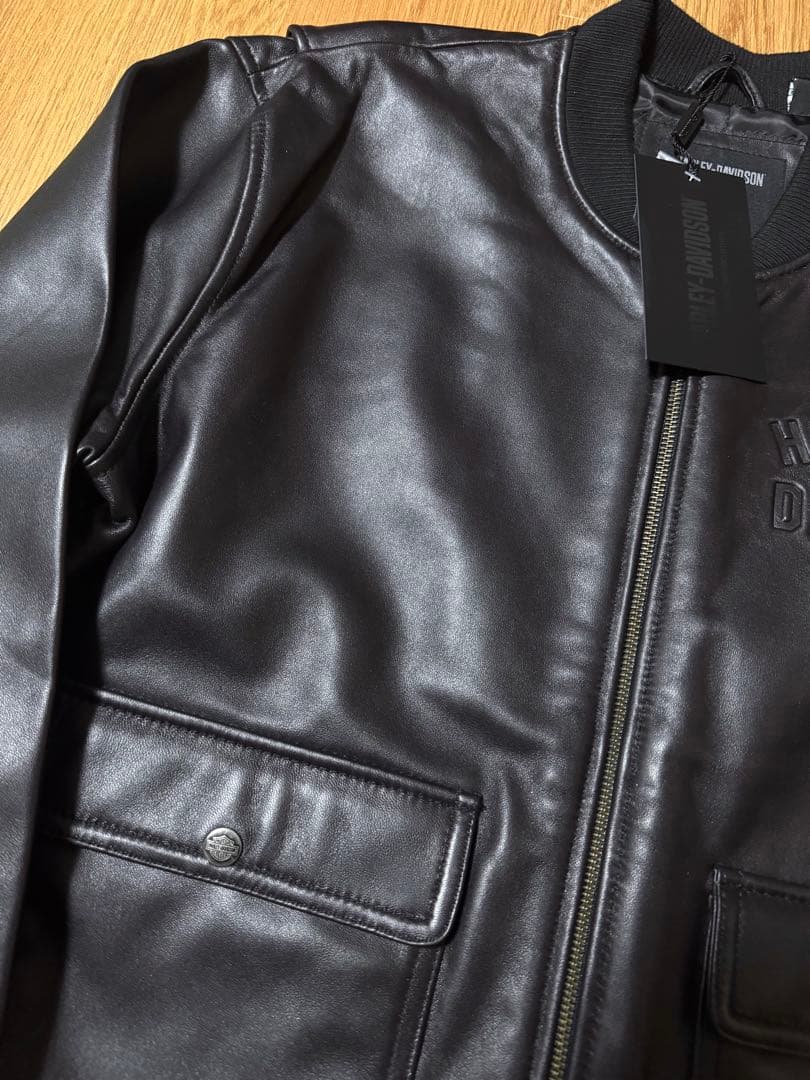 タグ付 純正 HARLEY DAVIDSON 羊革 レザージャケット 黒 L