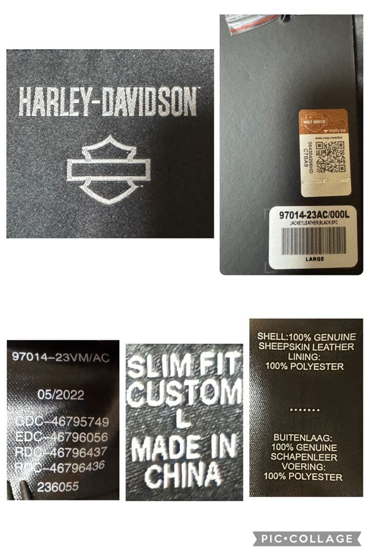 タグ付 純正 HARLEY DAVIDSON 羊革 レザージャケット 黒 L