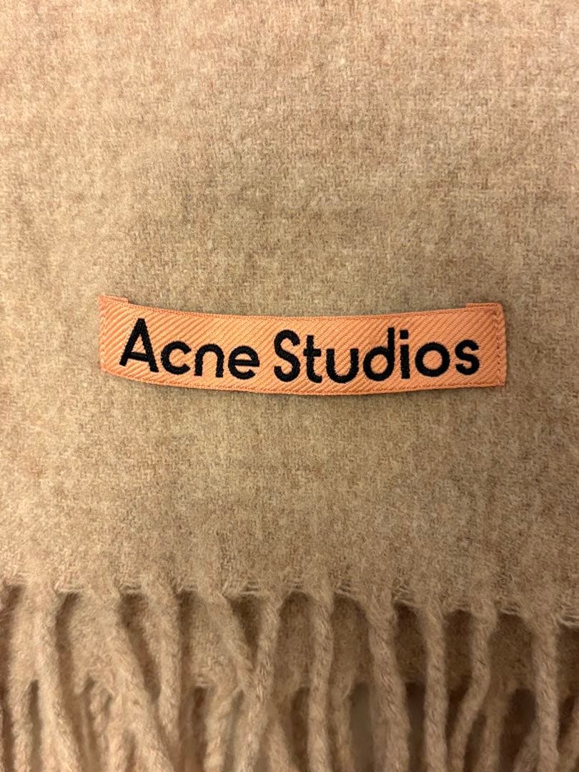 Acne Studios フリンジウールスカーフ　ナロー　オートミールメランジ