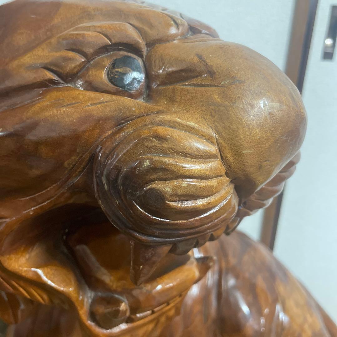 貴重一刀彫　虎　置物　大型