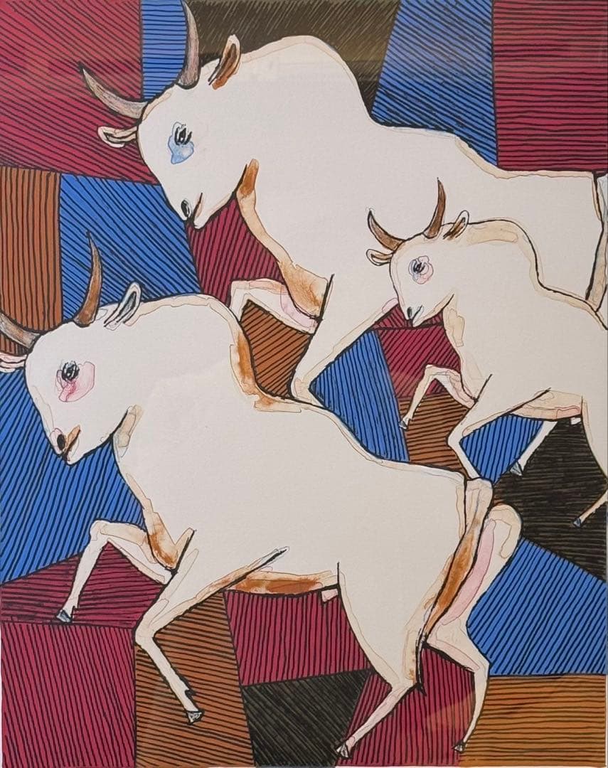 池田満寿夫 【丑】　リトグラフ　直筆サイン　エディッション44/150