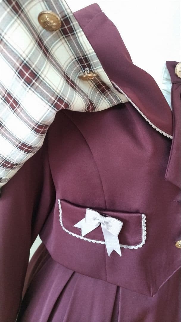 No.2866_アマベル_ボルドーくまちゃん刺繍裏地チェック3点セット