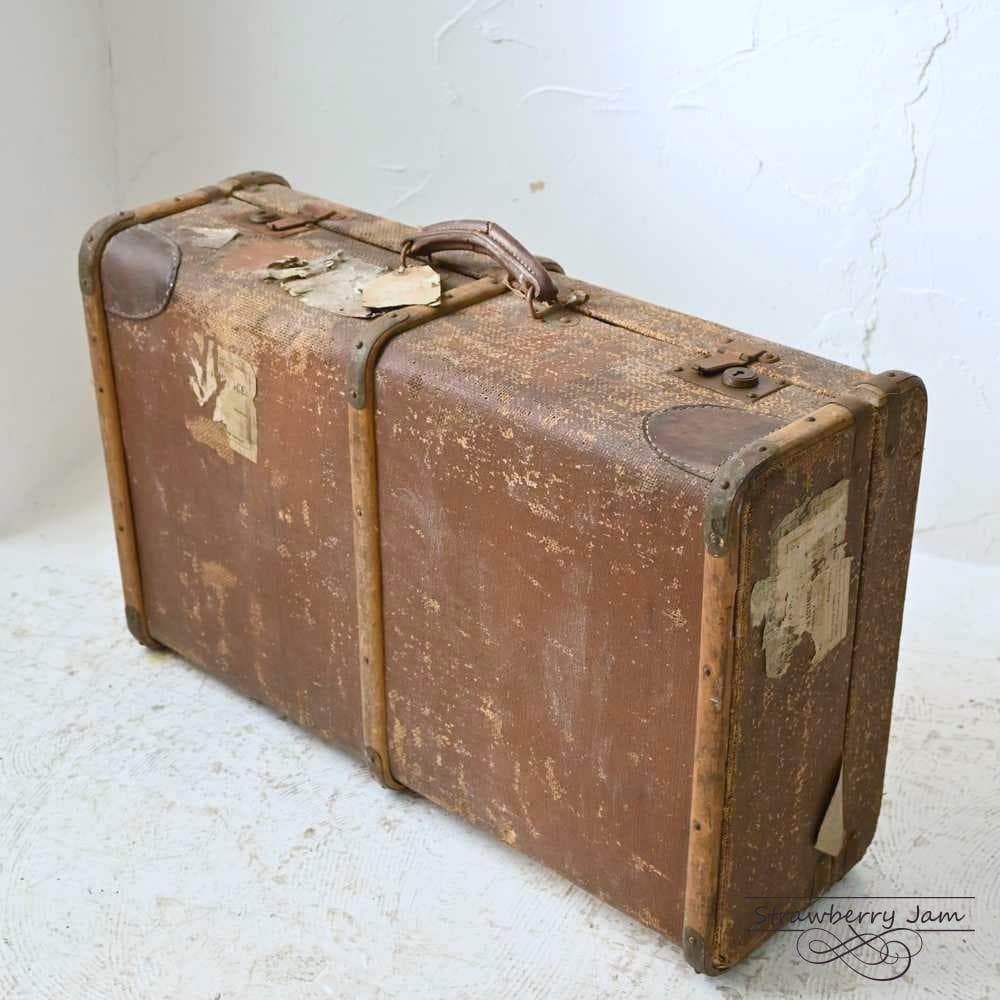 L3612-99-1 英国アンティーク トランク レザーバック 収納 レザー