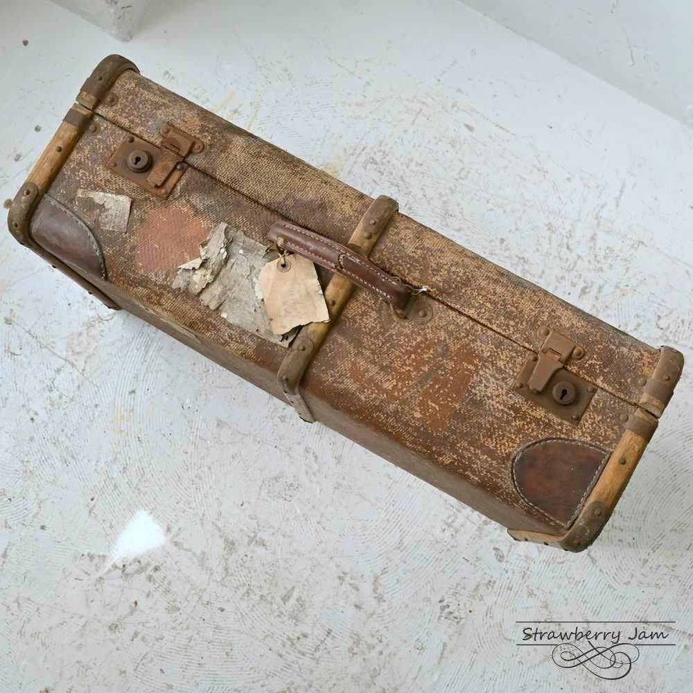 L3612-99-1 英国アンティーク トランク レザーバック 収納 レザー