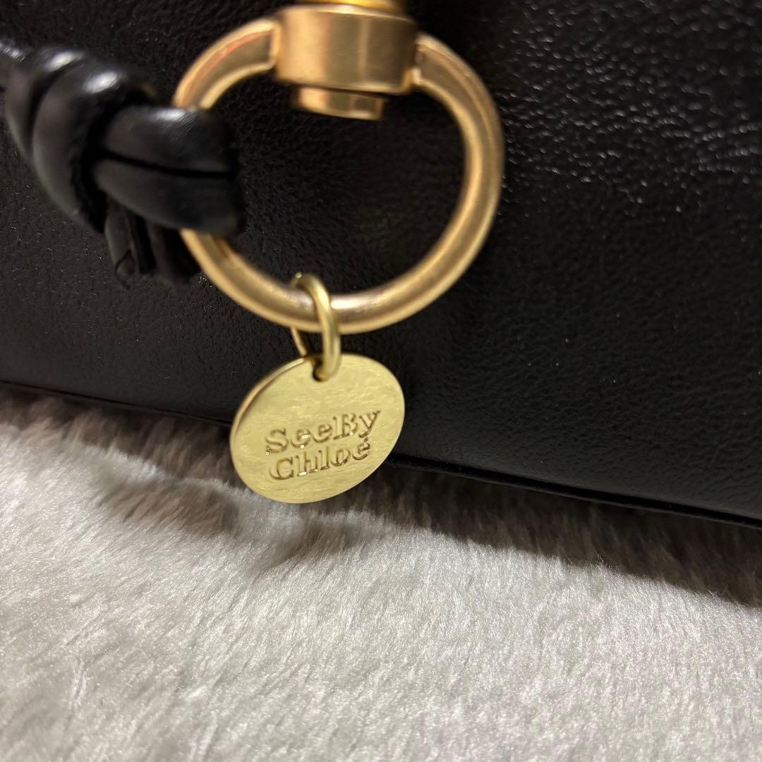 See By Chloe レザー 2way ショルダーバッグ ブラック×ゴールド
