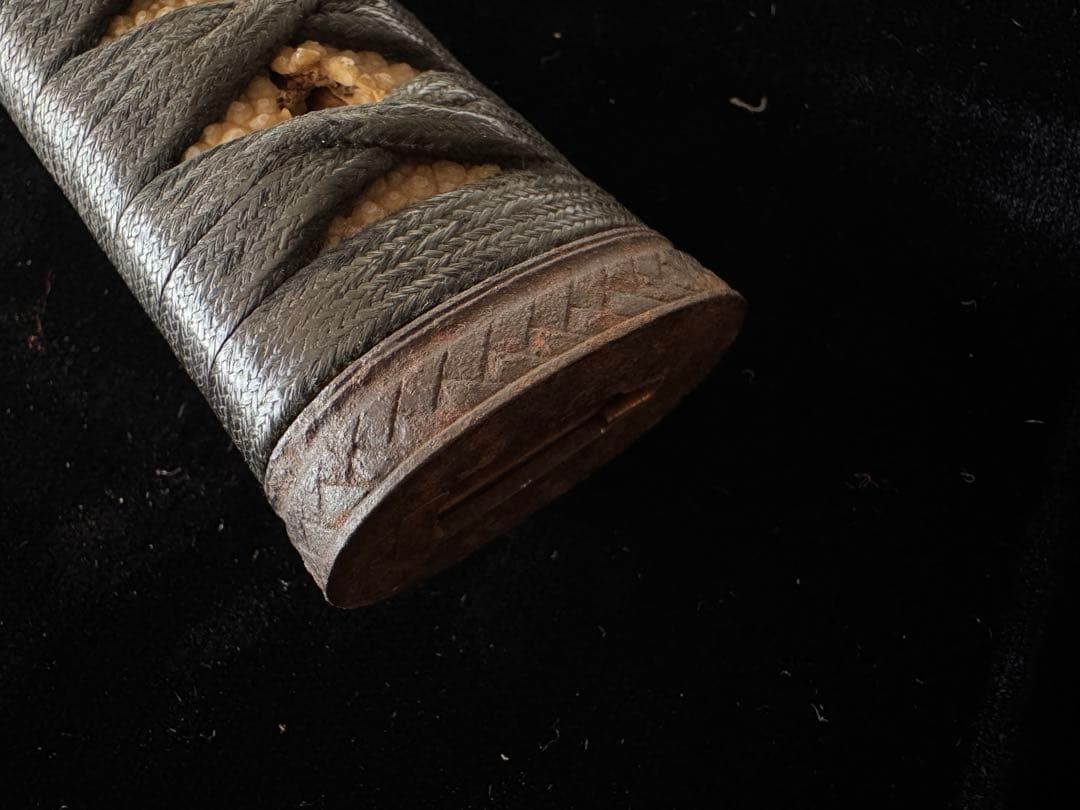 柄前 能面図 柄巻 日本刀 刀装具 骨董 古美術 江戸時代 時代物