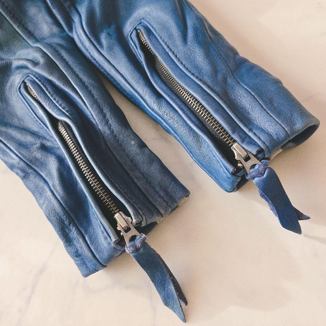 Schott クラシックレーサー レザージャケット M 青 シングルライダース