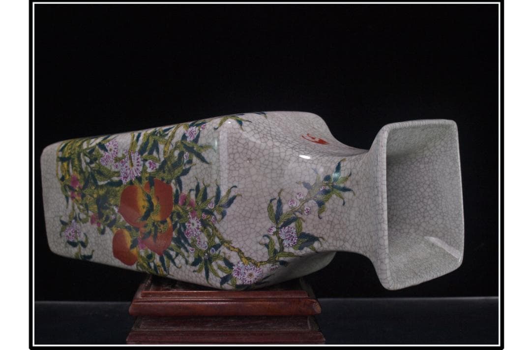 祖父蔵出品 清時代在銘手描き花瓶 美術品　激安骨董品 DE1022B14-1