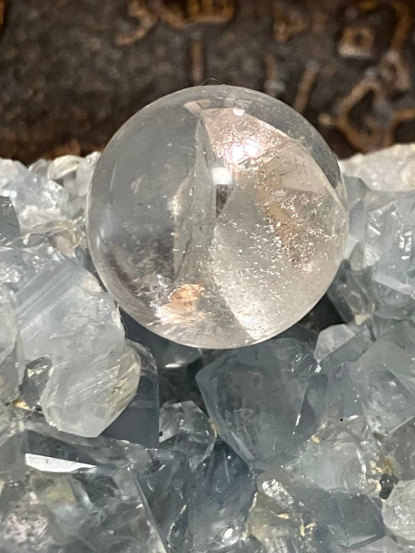 高品質　クォーツインクォーツ　貫入り水晶スフィア　19.0mm