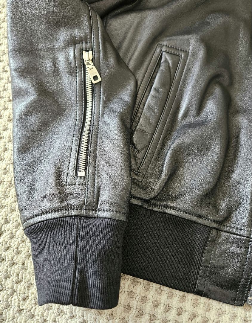 DOLCE&GABBANA ジップアップレザー ボンバージャケット 48