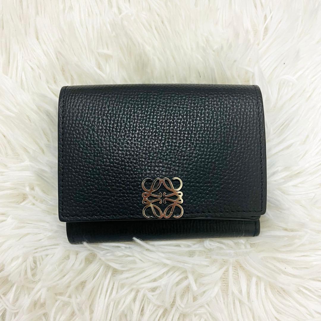 未使用級✨付属完備✨ロエベ 三つ折り トライフォールド レザー オールブラック