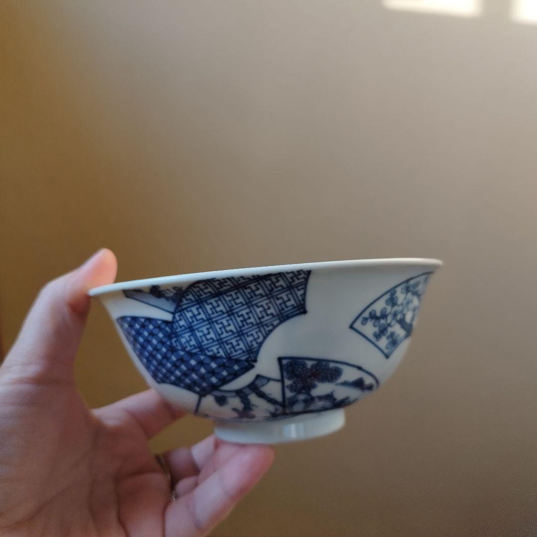 五代目 三浦竹泉 染付 水鳥絵 茶碗 共箱 茶道具 状態綺麗