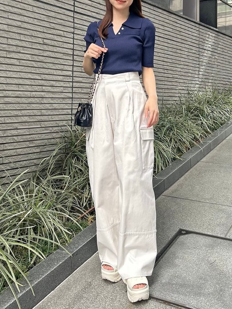 新品未使用☆即完売 SNIDEL スキッパーニットプルオーバー ネイビー