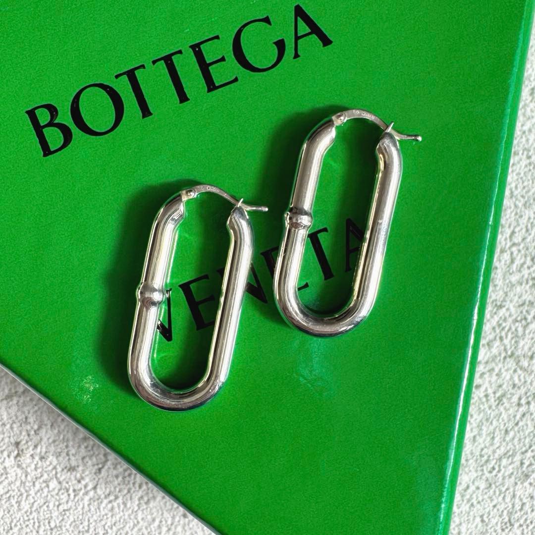BOTTEGA VENETA ボッテガ チェーン フープ ピアス シルバー