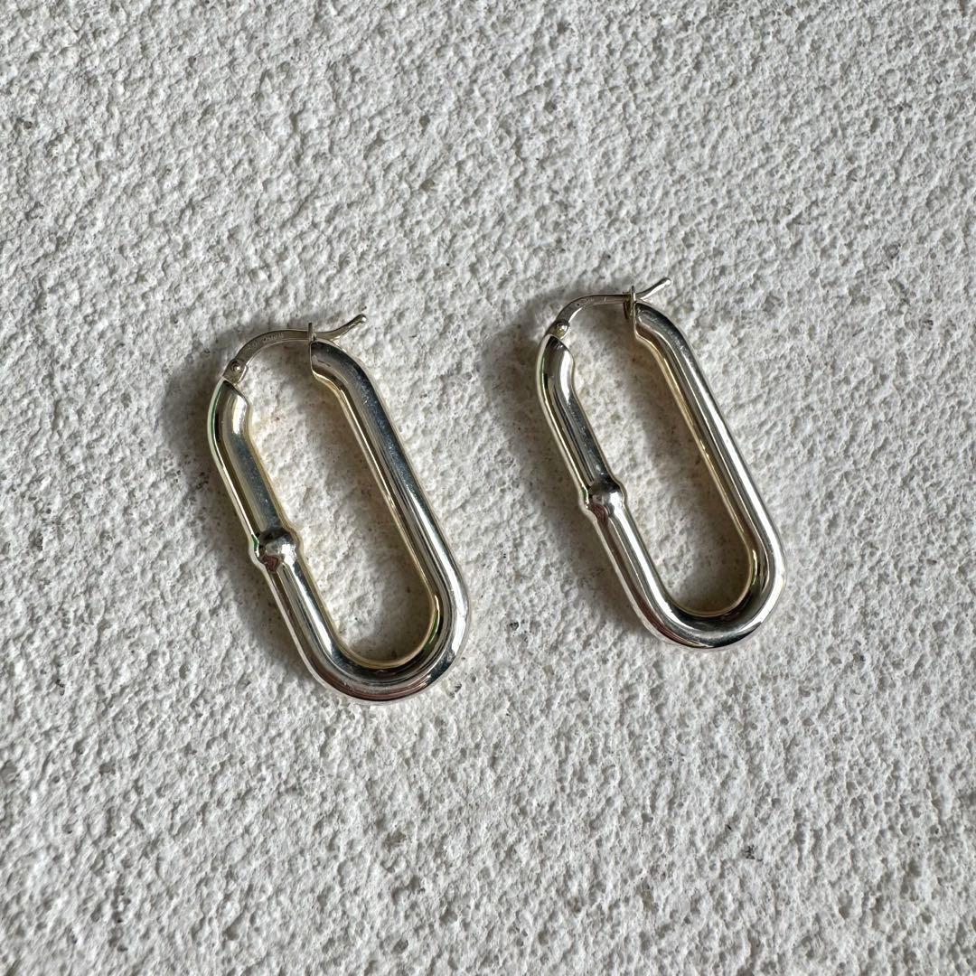 BOTTEGA VENETA ボッテガ チェーン フープ ピアス シルバー