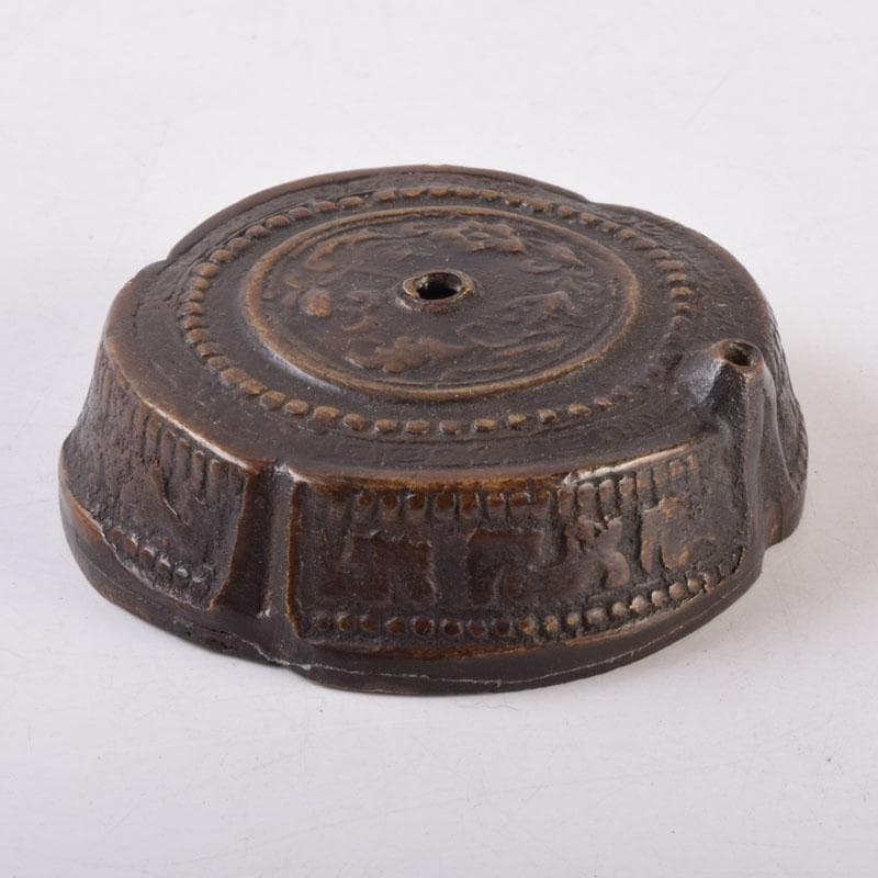 中国　古銅宣徳銅　唐草彫　水滴　時代箱　C　8473