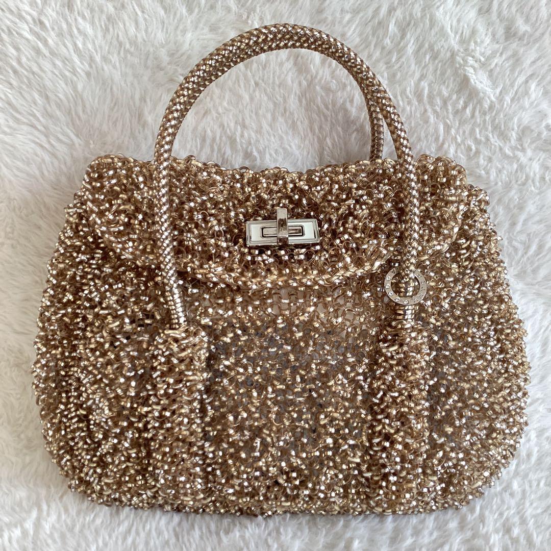 アンテプリマ 2way ハンドバッグ　ショルダーバッグ ターンロック　ゴールド