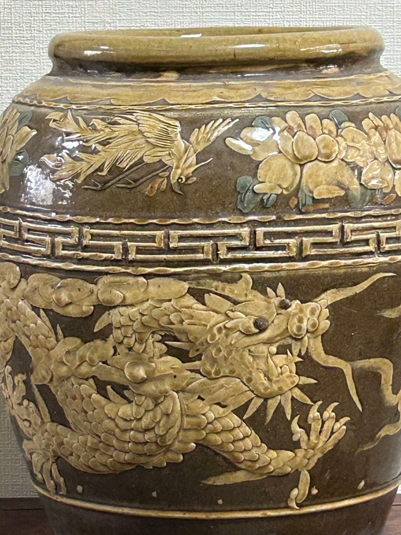 中国　龍紋大瓶　アンティーク　送料込み0912