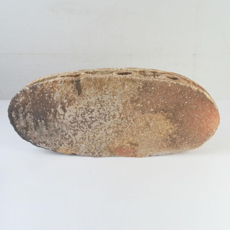 茶道具　信楽焼　奥田英山作　扁壷　花入　共布共箱　N　9811A