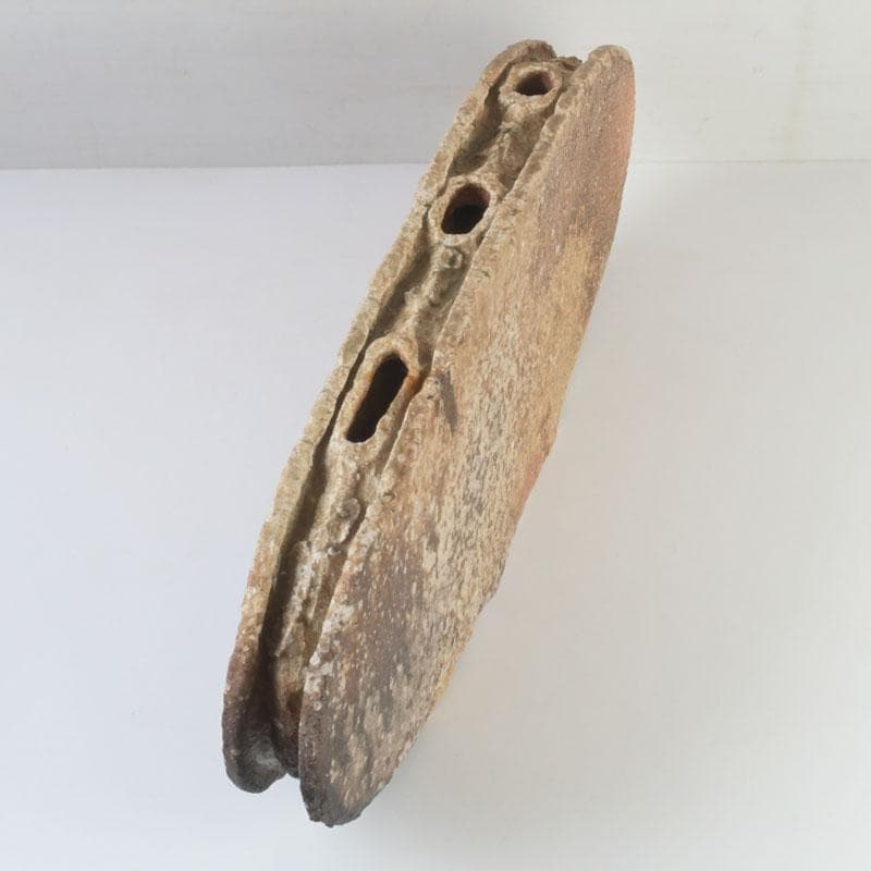 茶道具　信楽焼　奥田英山作　扁壷　花入　共布共箱　N　9811A