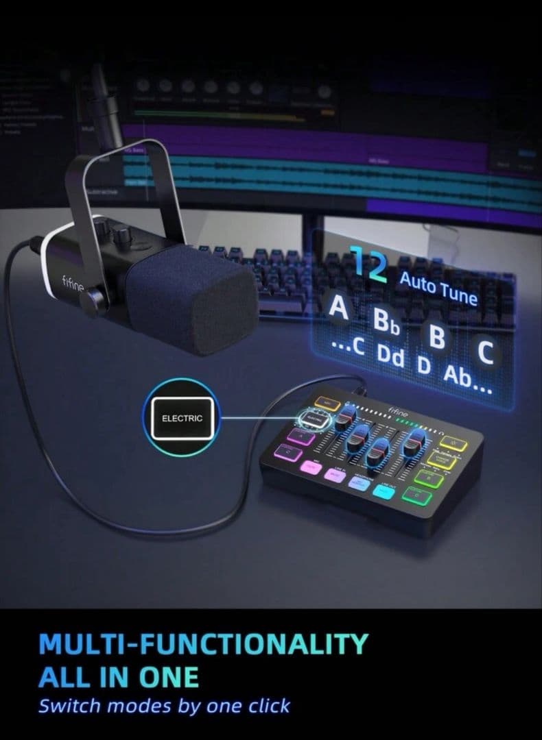 fifine マイク 、マイクミキサーセットとマイクスタンドお揃えセット
