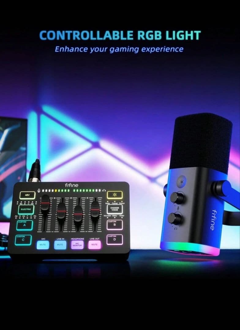 fifine マイク 、マイクミキサーセットとマイクスタンドお揃えセット