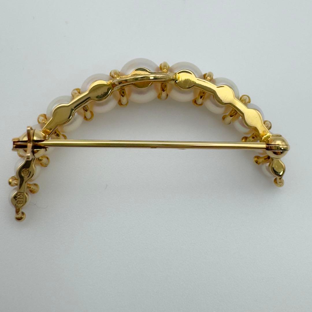 ○✨美品✨ミキモト アコヤ真珠三日月ブローチk18