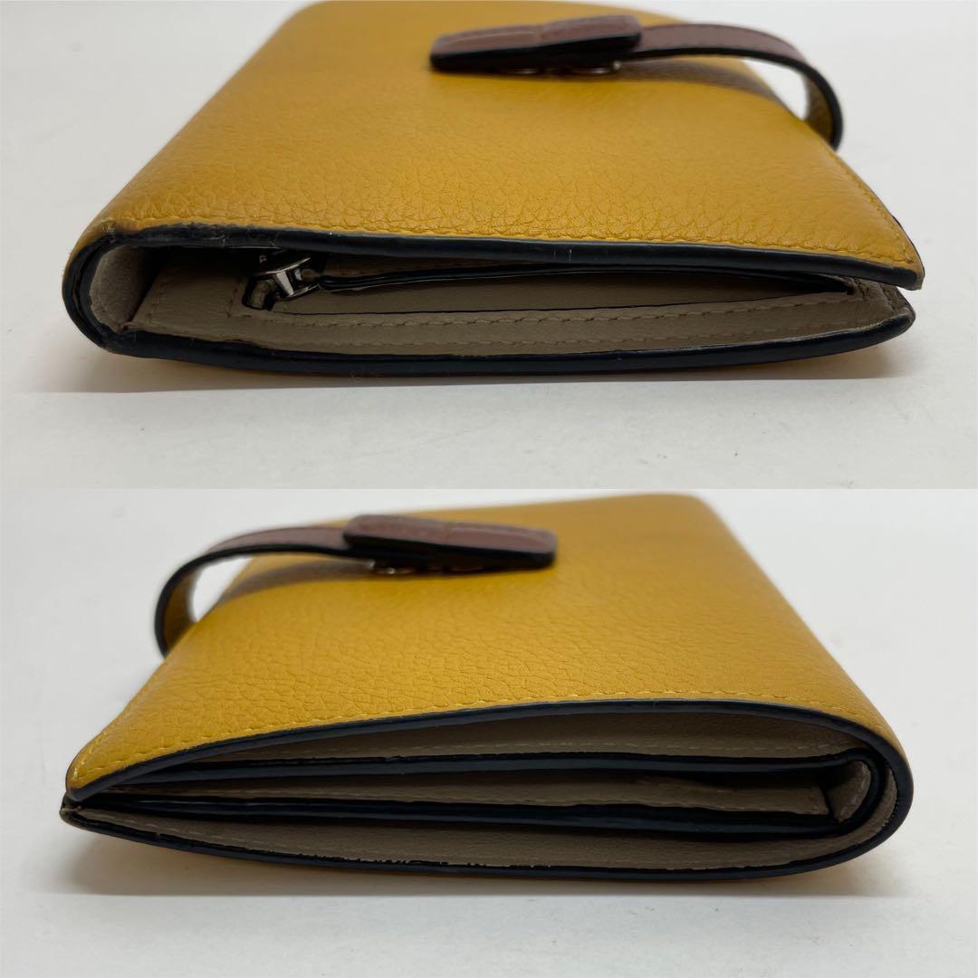 1575 LOEWE ロエベ 折り財布 アナグラム レザー イエロー