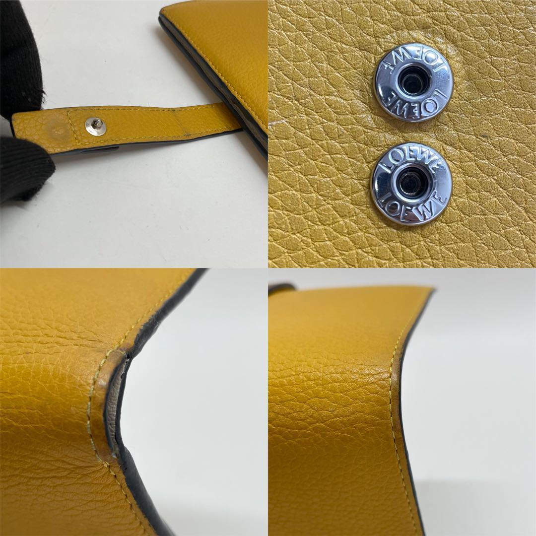 1575 LOEWE ロエベ 折り財布 アナグラム レザー イエロー