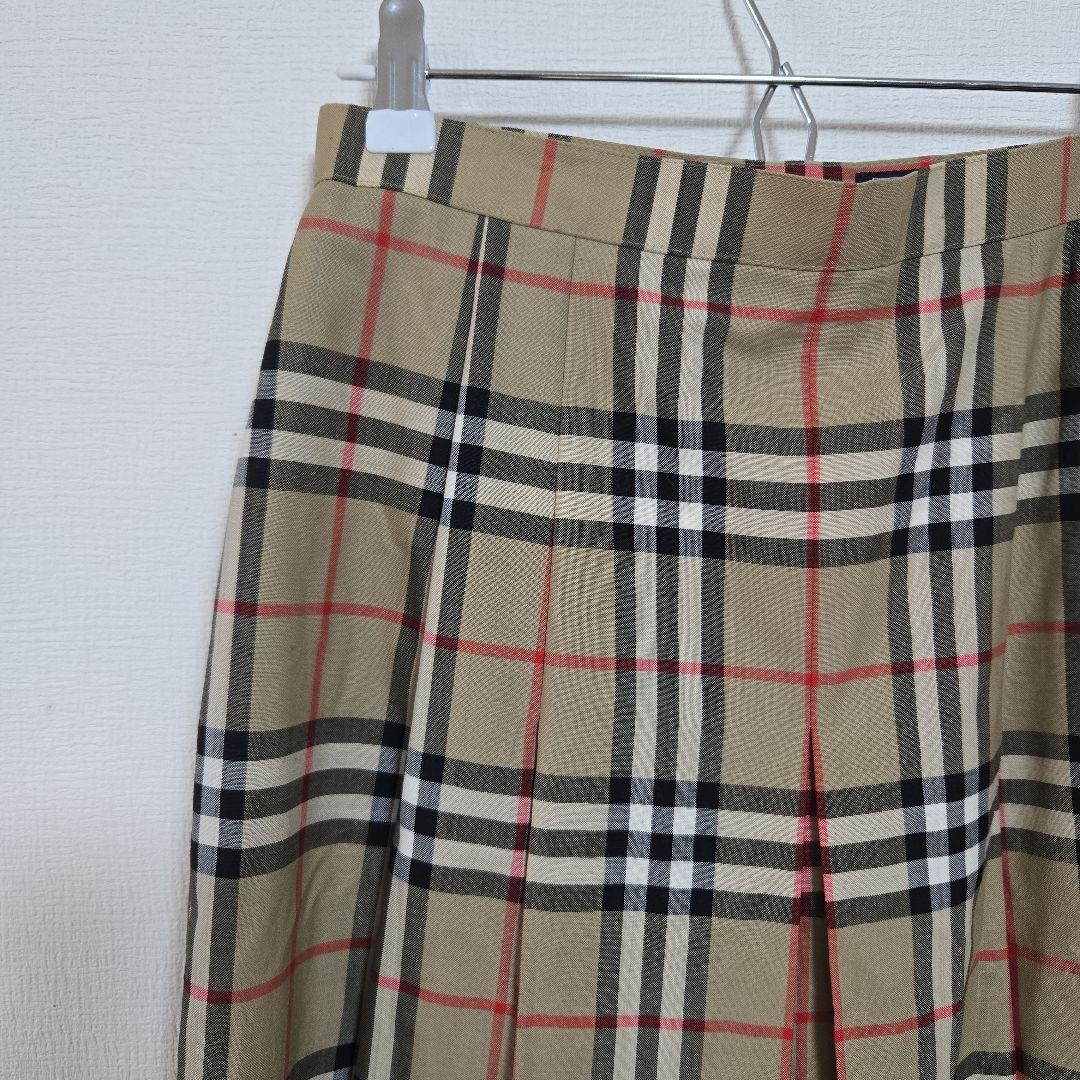 美品 BURBERRYS プリーツ フレア スカート ノバチェック柄 ウール