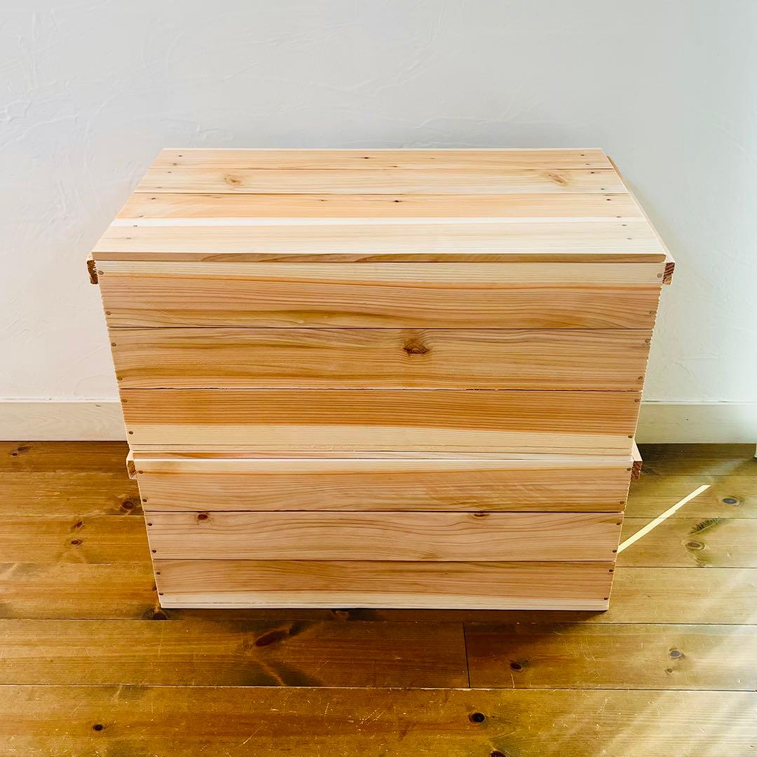 新品 蓋付 りんご箱 A4 サイズ 6箱 / 収納 木箱 ケース ボックス 箱