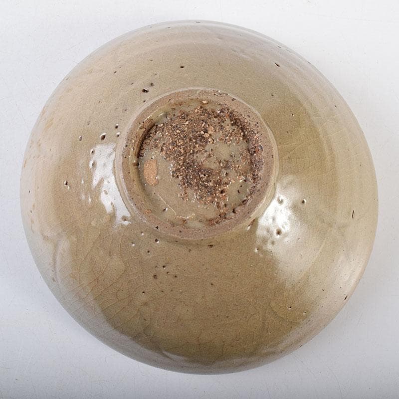 中国　龍泉窯　青磁　陽刻　蓮弁文碗　時代箱付　M　R8641