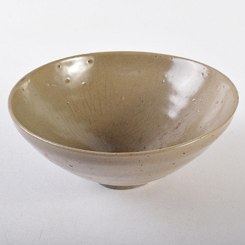 中国　龍泉窯　青磁　陽刻　蓮弁文碗　時代箱付　M　R8641