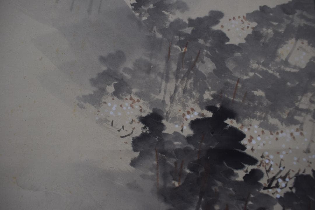 【真作】岸竹堂/春景嵐山図/桜花山水図/掛軸☆宝船☆Y-920　JM